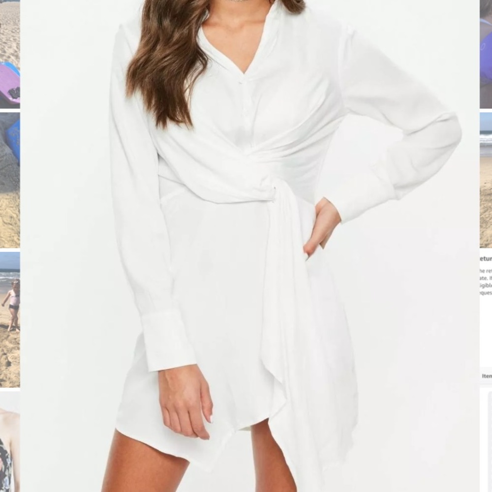 Missguided asymmetric knot dress sz 6 white NWT